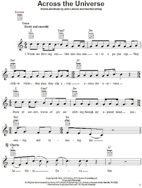 open zoom image for Across The Universe - Ukulele, New, Main