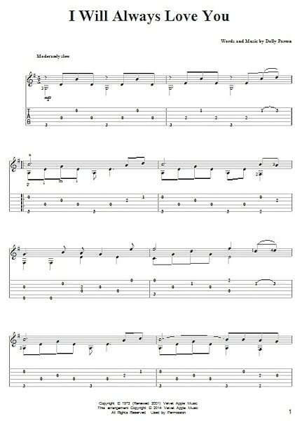 open zoom image for I Will Always Love You - Solo Guitar, New, Main