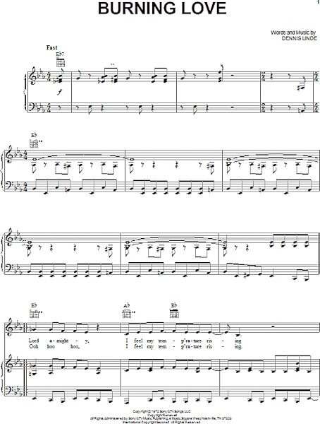 open zoom image for Burning Love - Piano/Vocal/Guitar, New, Main
