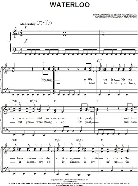 open zoom image for Waterloo - Easy Piano, New, Main