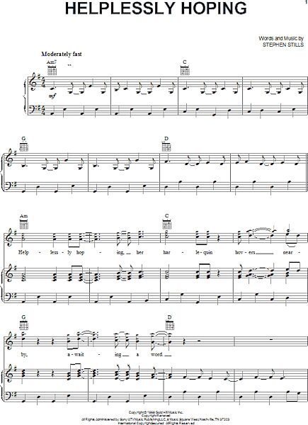 open zoom image for Helplessly Hoping - Piano/Vocal/Guitar, New, Main
