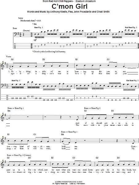 open zoom image for C'Mon Girl - Bass Tab, New, Main