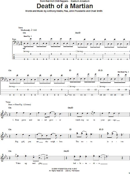 open zoom image for Death Of A Martian - Bass Tab, New, Main