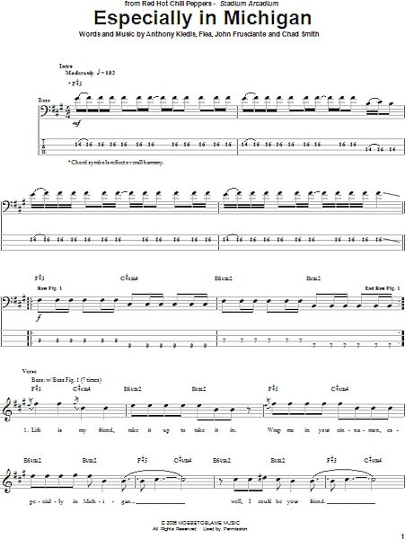open zoom image for Especially In Michigan - Bass Tab, New, Main