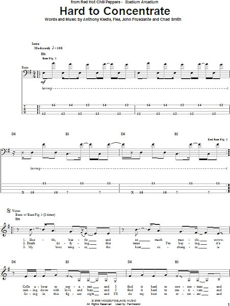 open zoom image for Hard To Concentrate - Bass Tab, New, Main