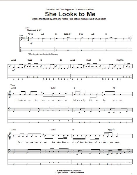 open zoom image for She Looks To Me - Bass Tab, New, Main