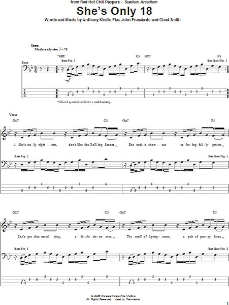 open zoom image for She's Only 18 - Bass Tab, New, Main
