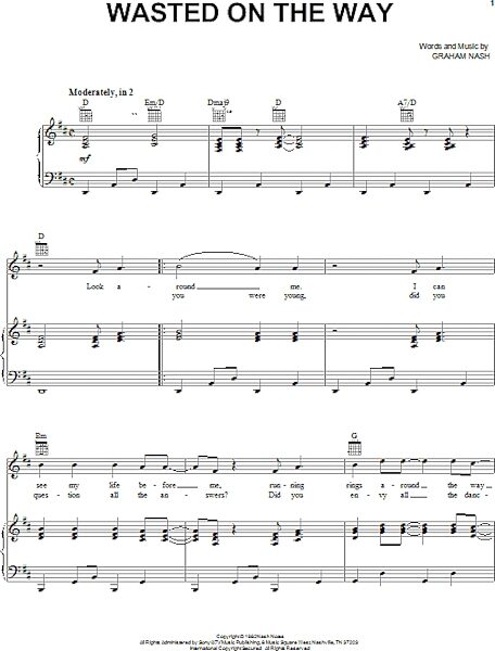 open zoom image for Wasted On The Way - Piano/Vocal/Guitar, New, Main
