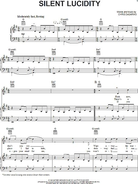 open zoom image for Silent Lucidity - Piano/Vocal/Guitar, New, Main