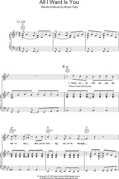 open zoom image for All I Want Is You - Piano/Vocal/Guitar, New, Main