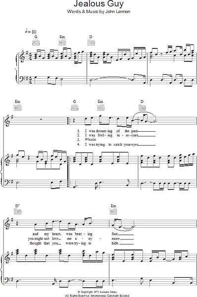open zoom image for Jealous Guy - Piano/Vocal/Guitar, New, Main