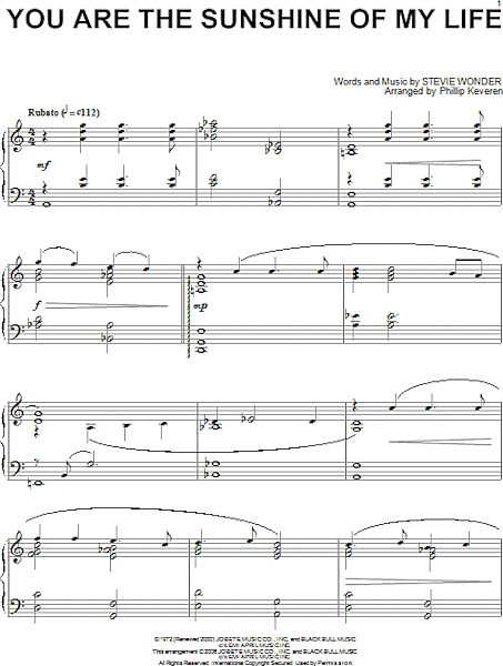 open zoom image for You Are The Sunshine Of My Life - Piano Solo, New, Main