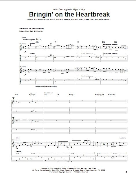 open zoom image for Bringin' On The Heartbreak - Guitar TAB, New, Main