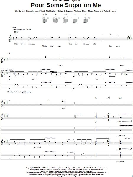 open zoom image for Pour Some Sugar On Me - Guitar TAB, New, Main