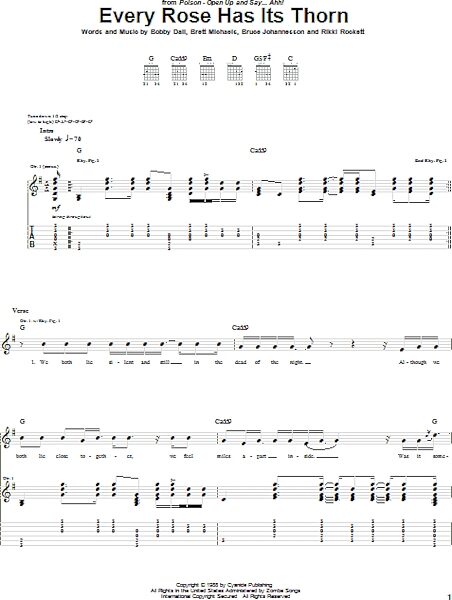 open zoom image for Every Rose Has Its Thorn - Guitar TAB, New, Main