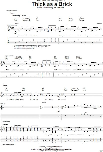 open zoom image for Thick As A Brick - Guitar TAB, New, Main