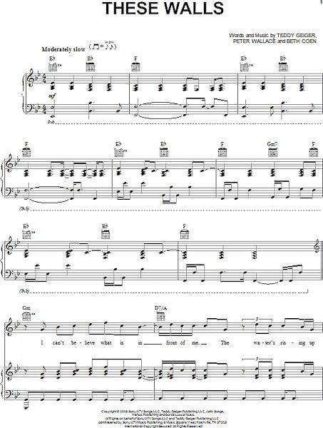 open zoom image for These Walls - Piano/Vocal/Guitar, New, Main