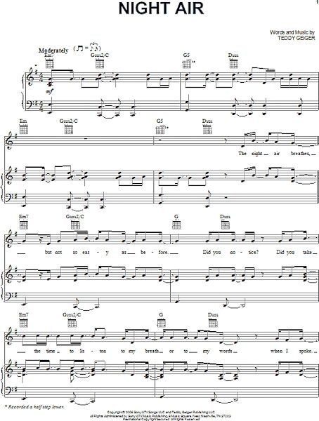 open zoom image for Night Air - Piano/Vocal/Guitar, New, Main
