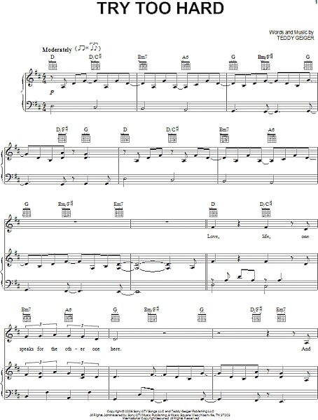 open zoom image for Try Too Hard - Piano/Vocal/Guitar, New, Main