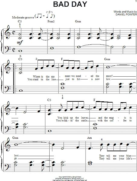open zoom image for Bad Day - Big Note Piano, New, Main