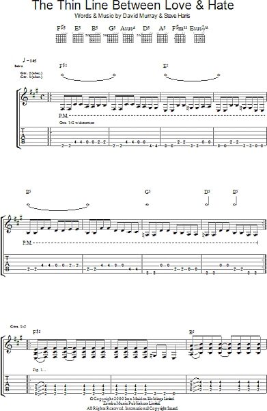 open zoom image for The Thin Line Between Love And Hate - Guitar TAB, New, Main