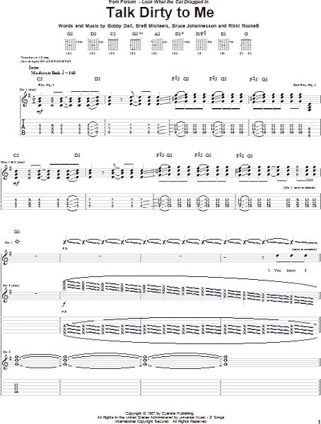 open zoom image for Talk Dirty To Me - Guitar TAB, New, Main