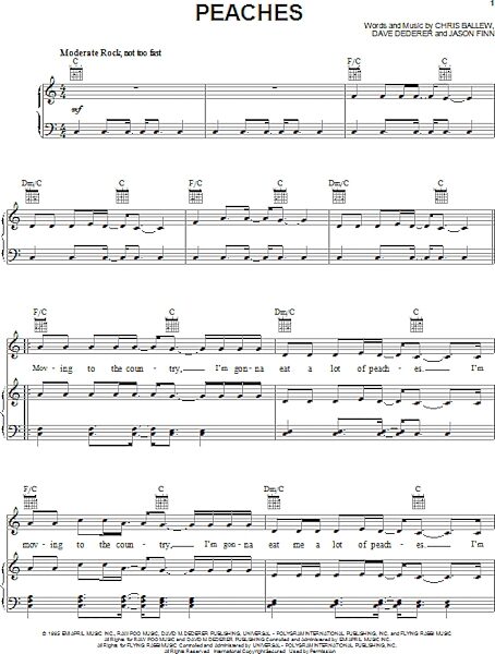 open zoom image for Peaches - Piano/Vocal/Guitar, New, Main