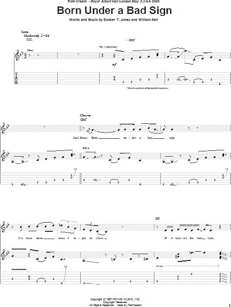 open zoom image for Born Under A Bad Sign - Guitar TAB, New, Main