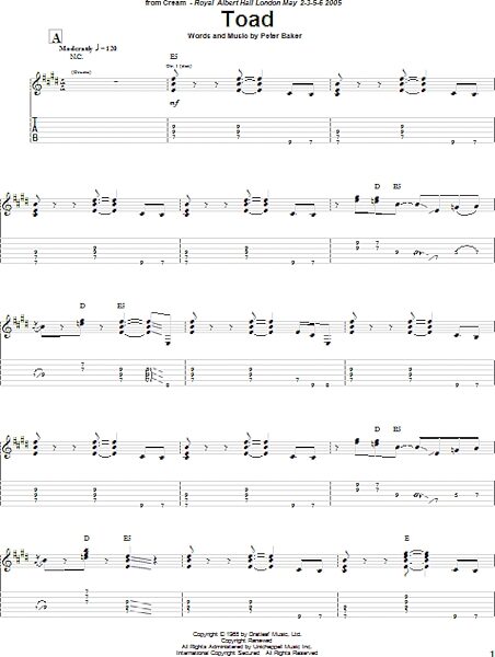 open zoom image for Toad - Guitar TAB, New, Main