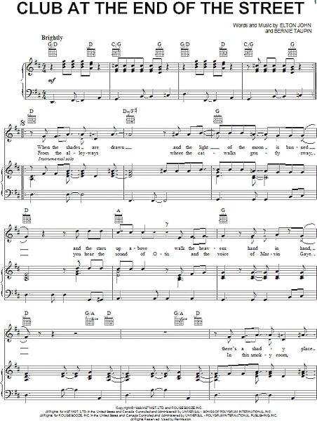 open zoom image for Club At The End Of The Street - Piano/Vocal/Guitar, New, Main