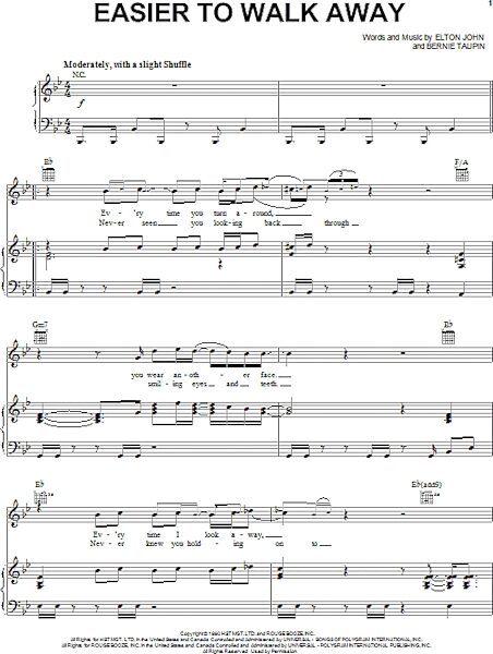 open zoom image for Easier To Walk Away - Piano/Vocal/Guitar, New, Main