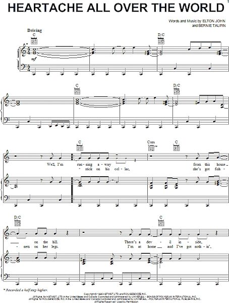 open zoom image for Heartache All Over The World - Piano/Vocal/Guitar, New, Main