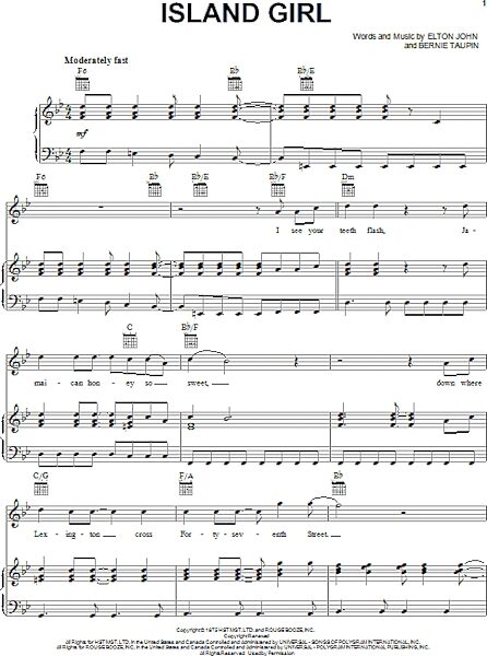 open zoom image for Island Girl - Piano/Vocal/Guitar, New, Main