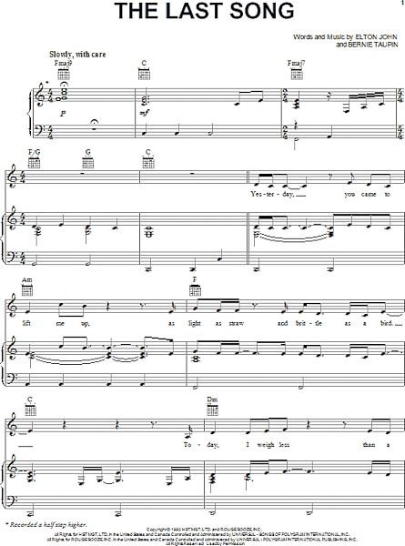 open zoom image for The Last Song - Piano/Vocal/Guitar, New, Main