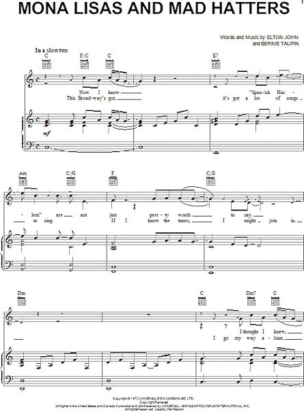 open zoom image for Mona Lisas And Mad Hatters - Piano/Vocal/Guitar, New, Main