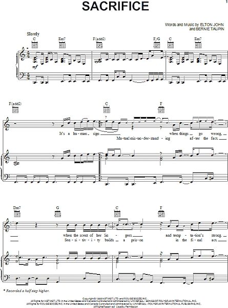 open zoom image for Sacrifice - Piano/Vocal/Guitar, New, Main