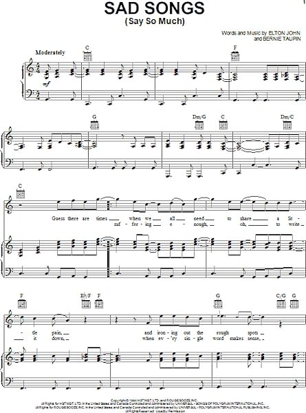 open zoom image for Sad Songs (Say So Much) - Piano/Vocal/Guitar, New, Main