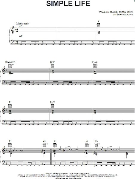 open zoom image for Simple Life - Piano/Vocal/Guitar, New, Main