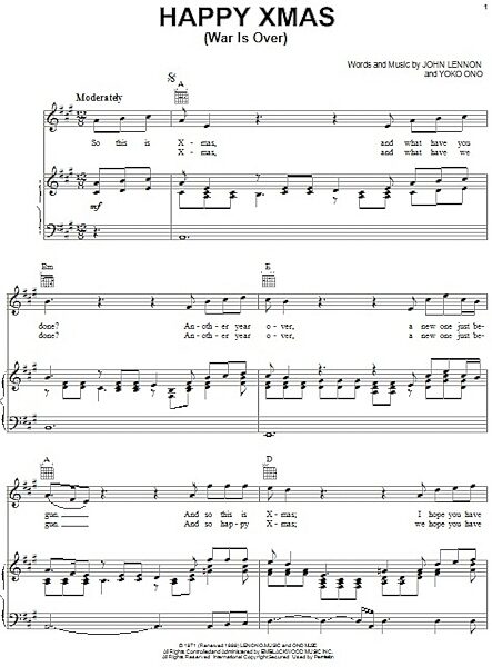 open zoom image for Happy Xmas (War Is Over) - Piano/Vocal/Guitar, New, Main