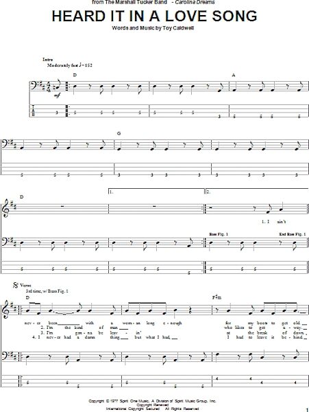 open zoom image for Heard It In A Love Song - Bass Tab, New, Main