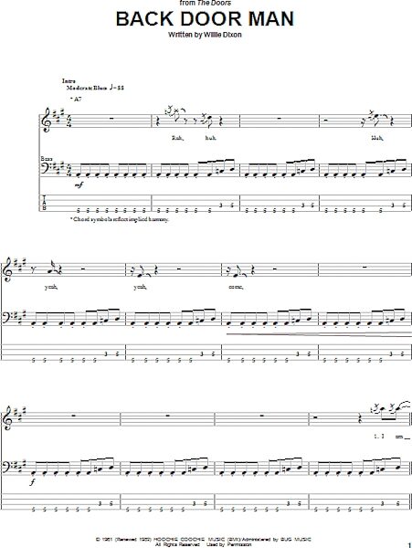 open zoom image for Back Door Man - Bass Tab, New, Main