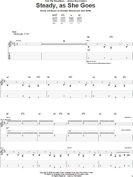 open zoom image for Steady, As She Goes - Guitar TAB, New, Main