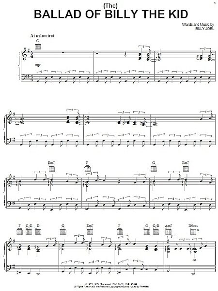 open zoom image for (The) Ballad Of Billy The Kid - Piano/Vocal/Guitar, New, Main
