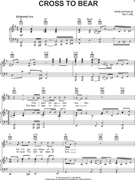open zoom image for Cross To Bear - Piano/Vocal/Guitar, New, Main