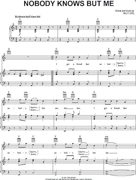 open zoom image for Nobody Knows But Me - Piano/Vocal/Guitar, New, Main