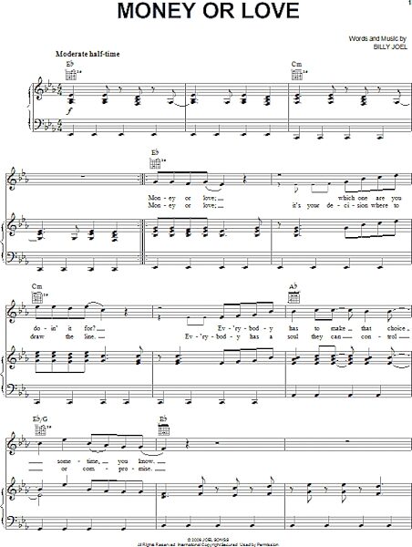 open zoom image for Money Or Love - Piano/Vocal/Guitar, New, Main