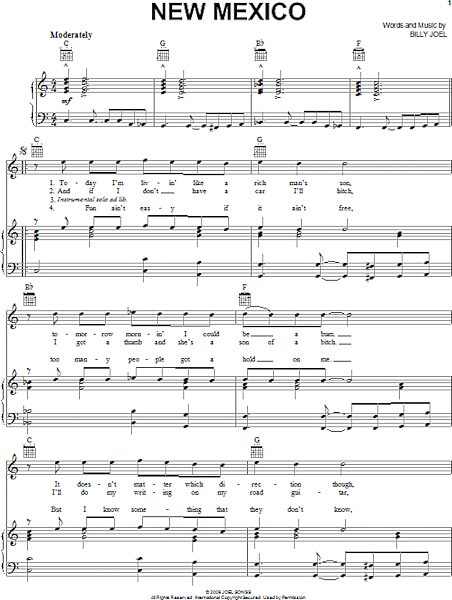 open zoom image for New Mexico - Piano/Vocal/Guitar, New, Main