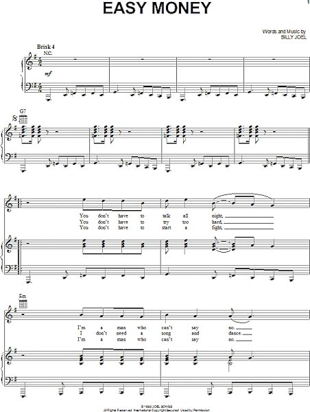 open zoom image for Easy Money - Piano/Vocal/Guitar, New, Main