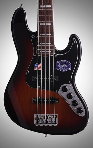 open zoom image for Fender American Deluxe Jazz V 5-String Electric Bass (Rosewood with Case), Body Straight Front