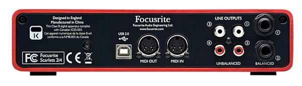 open zoom image for Focusrite Scarlett 2i4 USB Audio Interface, Rear